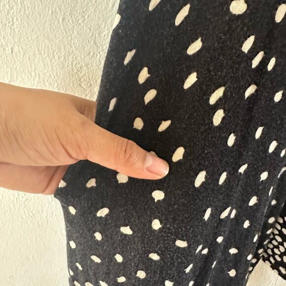 Anthropologie Maeve Lilt Polka Dot Black Cream Mock Neck Swing Dress Size Small - Picture 10 of 11